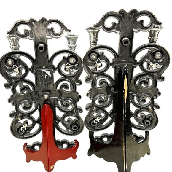 Vintage Sconces MCM Hand-Painted HOMCO Silver Wall Sconces (17.5”x8.5”) - Picture 4 of 10